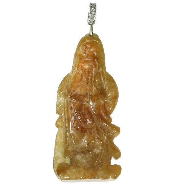 Art Deco engraved jade pendant